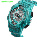 SANDA 799 2 Fashion Colorful Men Women Sport Outdoor Digital Analog Alarm 30M Waterproof Military Watches
